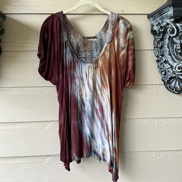 Inspired Rayon Embroidered Tie Dye Blouse - Picture 4 of 4